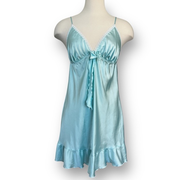 Victoria’s Secret Angels Collection Aqua Nighty with Lace Detail and Ruffle Hem - Picture 1 of 8